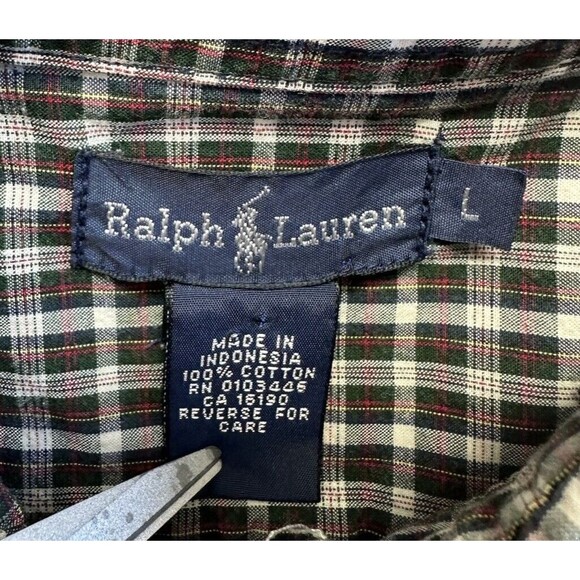 Ralph Lauren Long Sleeve Classic Button Down Shirt Black Red Plaid Boys Large - Picture 4 of 8